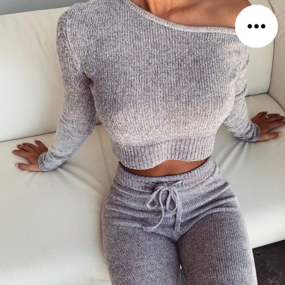 Meshki Neema Chenille Crop Off the Shoulder Gray Grey velvet Size XS Sweater Top